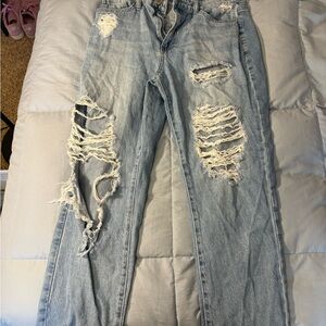 YMI Light Blue Distressed Straight Leg Jeans